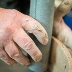 John Higgins at work in his studio 2018